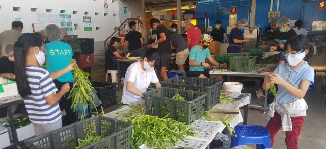 My kids cutting vegetables at Willing Hearts